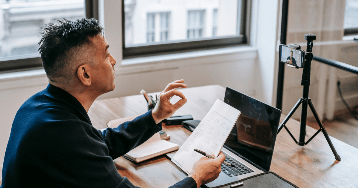 man delivering eLearning to students