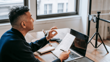 man delivering eLearning to students